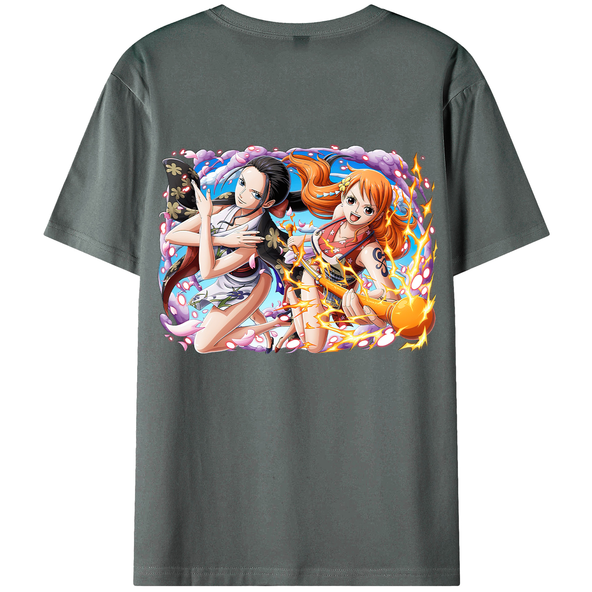 （画像用） ワンピース ナミ ONE PIECE Nami 綿100％ メンズ半袖Tシャツ（バックプリント） 通気性